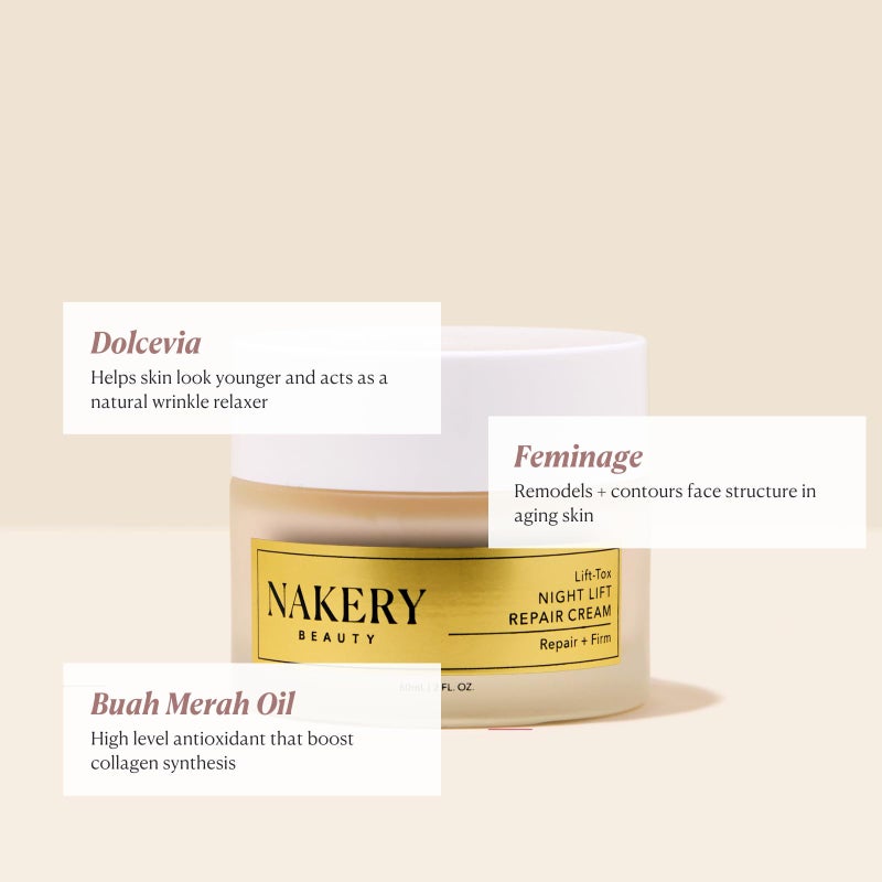 Nakery Lift-Tox Night Cream for Women - Overnight Anti Wrinkle Face Cream for Firmer & Smoother Complexion - Hydrating Night Cream for Women with Crepey Skin - Rich Night Face Cream for Mature Skin - Image 3